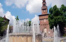 Big Fountain Sforzesco Castle  Itali Milan